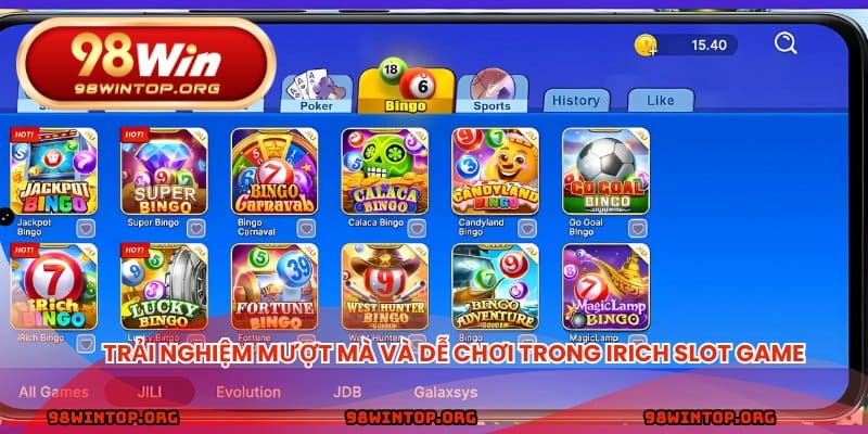 Trải nghiệm mượt mà và dễ chơi trong IRich slot game