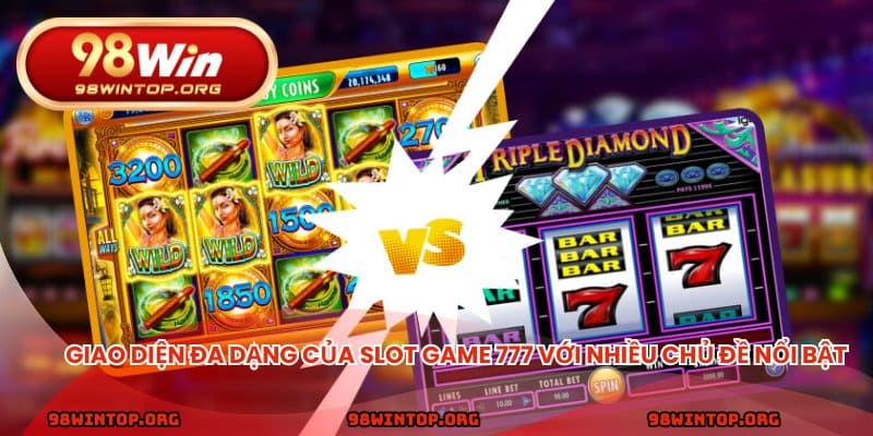 Giao diện đa dạng của slot game 777 với nhiều chủ đề nổi bật